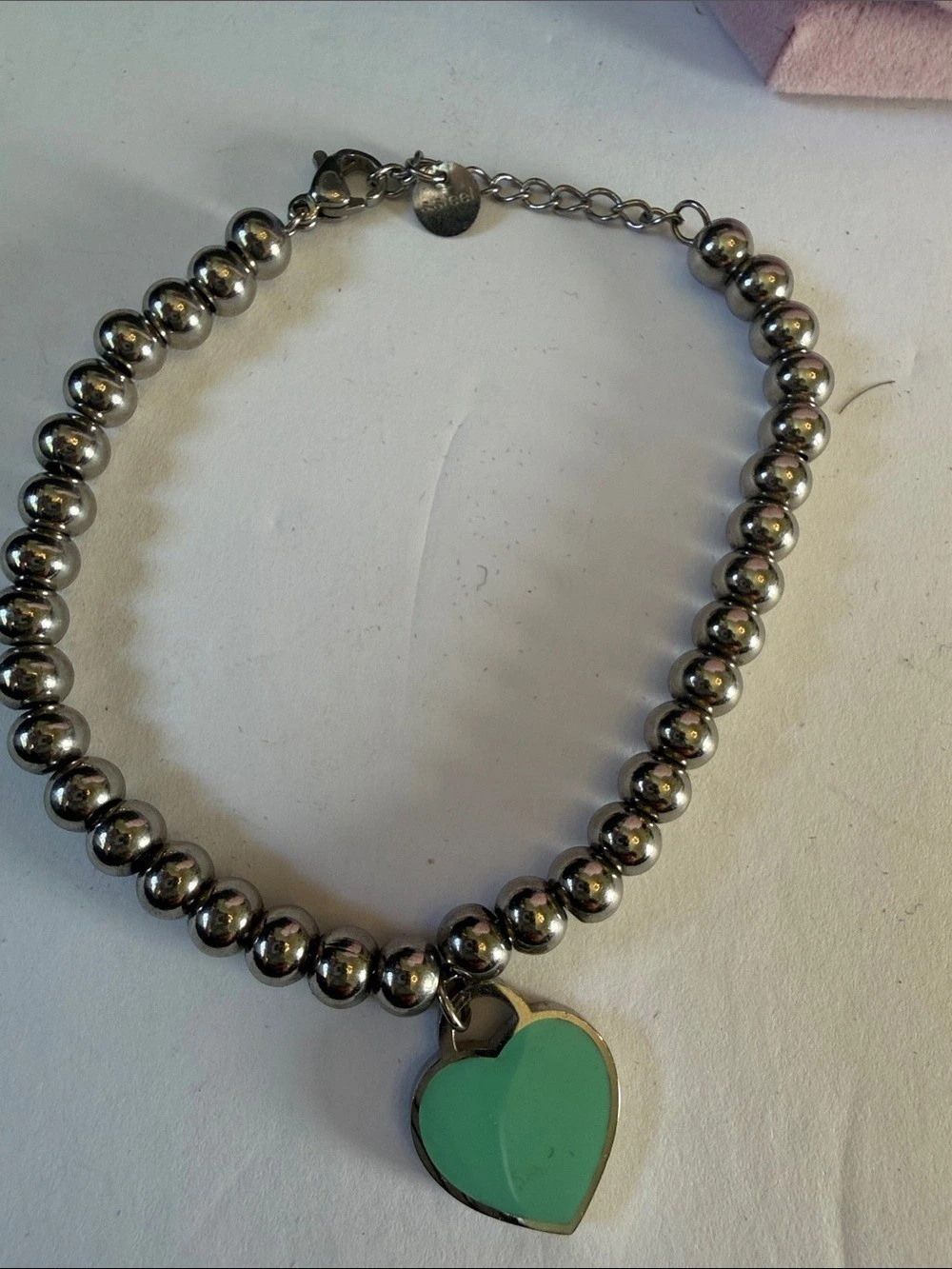 steele Heart Pendant Bead Bracelet